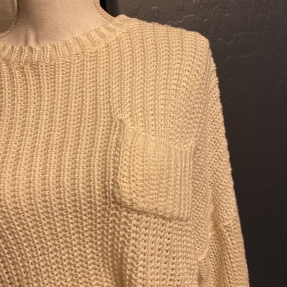 4/$20  Others Follow crop top cream sweater - Picture 2 of 4